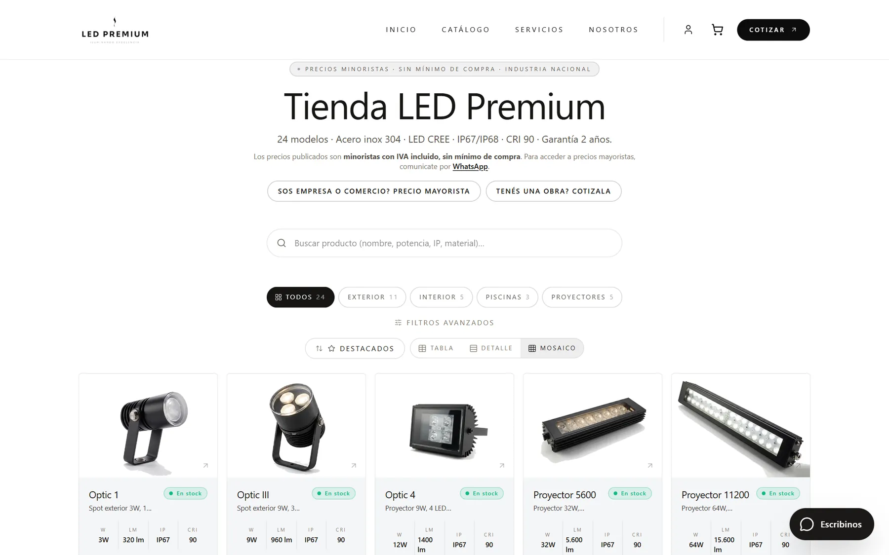 Catálogo de productos